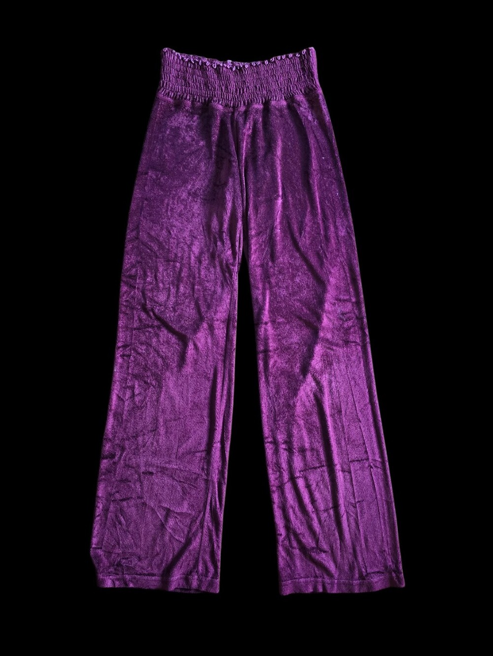 Hard Tail Forever Smocked Waist Velour Pants Size S Burgundy Y2K Made USA